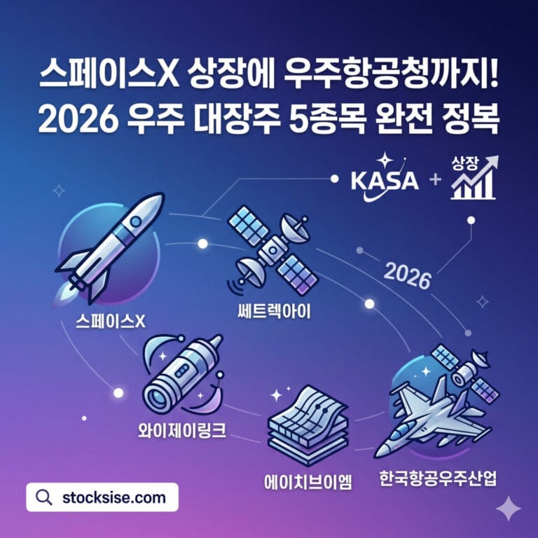 스페이스X 상장에 우주항공청까지! 미래에셋벤처투자·쎄트렉아이·와이제이링크·에이치브이엠·한국항공우주 — 2026 우주 대장주 5종목 완전 정복