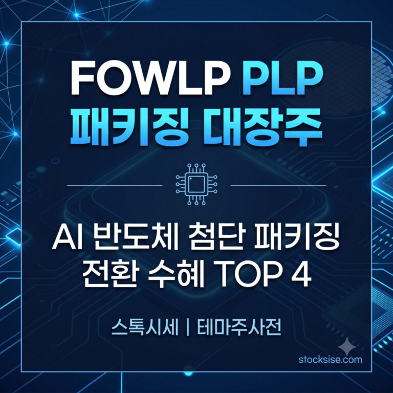 2026년 팬아웃 웨이퍼·패널레벨 패키징 FOWLP·PLP 수혜주 TOP 4 — 네패스, 한미반도체 등 AI 반도체 첨단 패키징 전환의 핵심 수혜 종목과 투자 논리를 정리한 스톡시세 테마주사전 썸네일