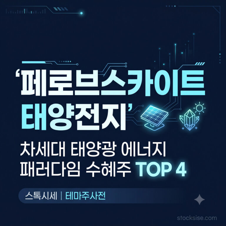 2026년 페로브스카이트 태양전지 차세대 대장주 TOP 4 — 한화솔루션, 유니테스트 등 탠덤 셀 상용화 수혜 구조와 투자 포인트를 분석한 스톡시세 테마주사전 썸네일