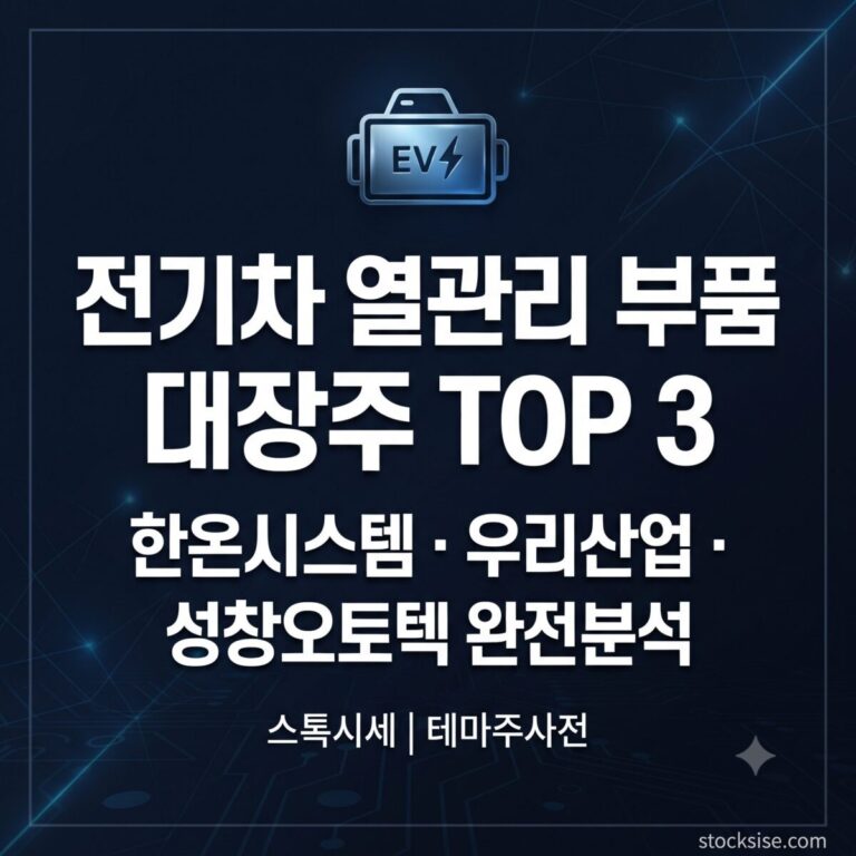 전기차 열관리 시스템 부품 테마의 대장주인 한온시스템, 우리산업, 성창오토텍의 투자 포인트를 정리한 썸네일 이미지