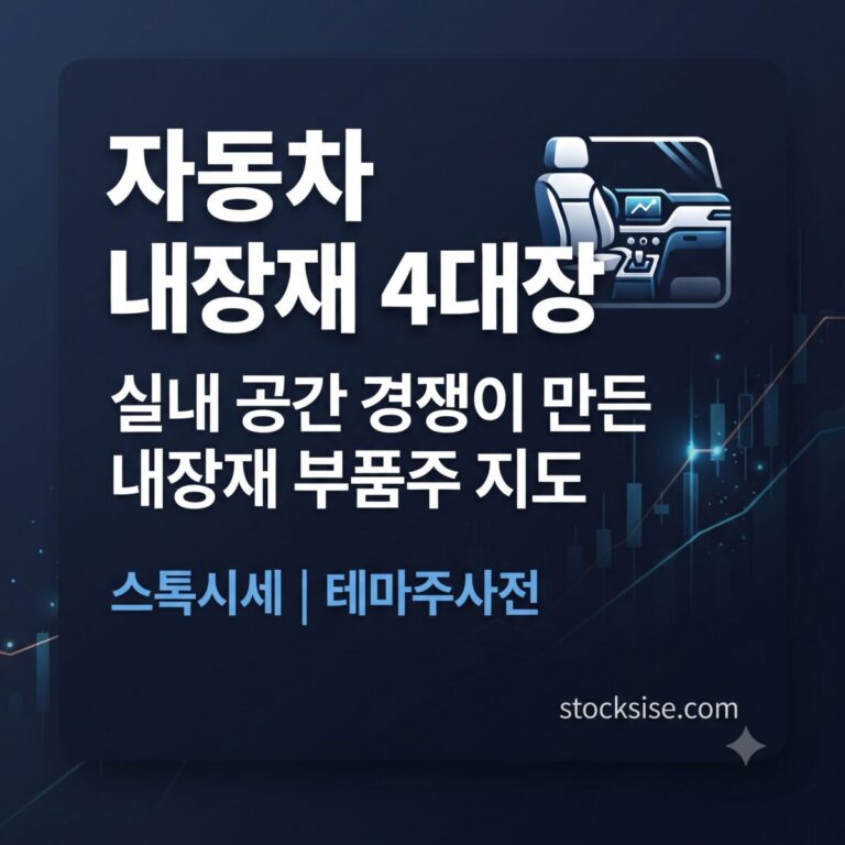 자동차 시트·내장재 대장주 서연이화, 대유에이텍, 코리아에프티, KBI동국실업의 사업 구조와 투자 포인트를 정리한 인포그래픽