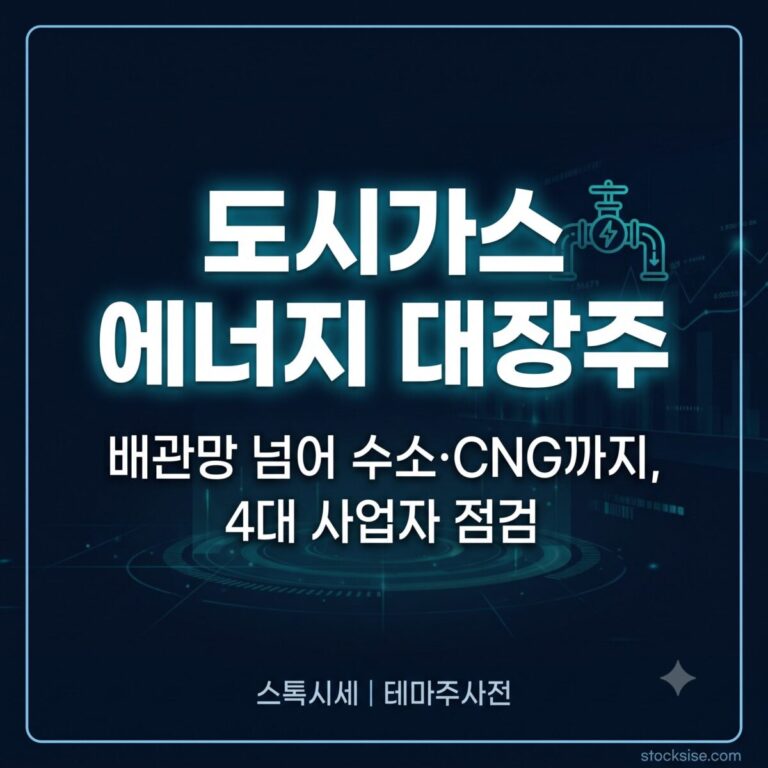 도시가스와 지역난방 에너지 인프라 테마의 4대 대장주 삼천리, 경동도시가스, 대성에너지, 지에스이의 공급망과 신사업 확장 포인트를 정리한 썸네일 이미지