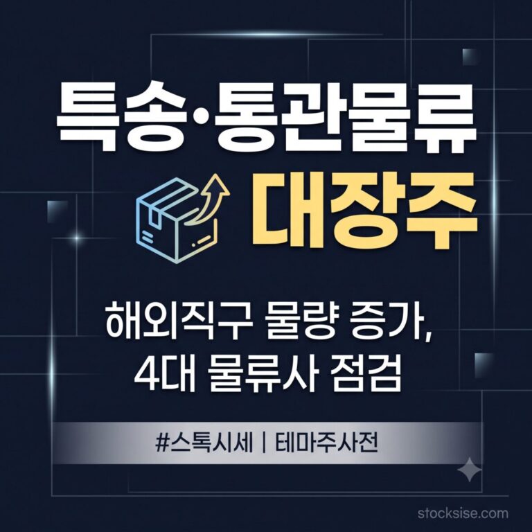 해외직구 특송과 통관물류 테마의 4대 대장주 CJ대한통운, 한진, KCTC, 세방의 사업 구조와 성장 포인트를 정리한 썸네일 이미지