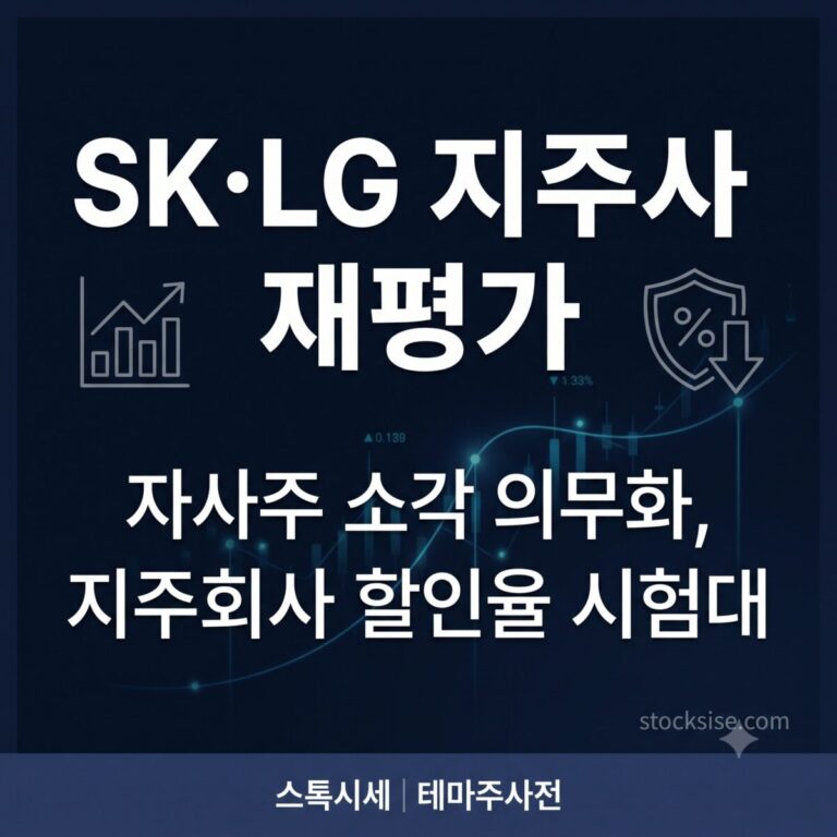 상법개정 자사주 소각 의무화에 따른 지주회사 재평가 테마의 대장주 SK, LG, HD현대, LS의 주주환원 구조를 비교한 썸네일