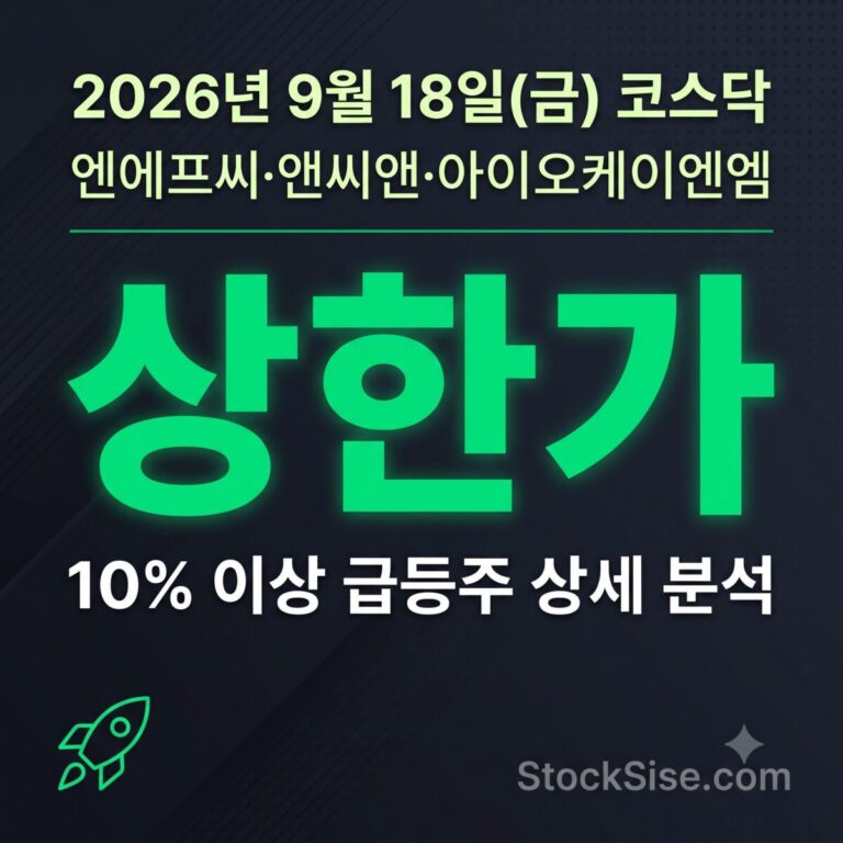 2026년 9월 18일 코스닥 상한가를 기록한 엔에프씨, 앤씨앤, 아이오케이이엔엠과 반도체·방산 급등주 시세 분석 썸네일 이미지