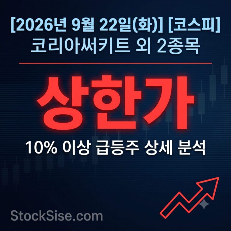 2026년 9월 22일 코스피 급등주 코리아써키트·우성머티리얼스·KSS해운의 상승 배경과 반도체·해운 테마를 정리한 스톡시세 썸네일 이미지