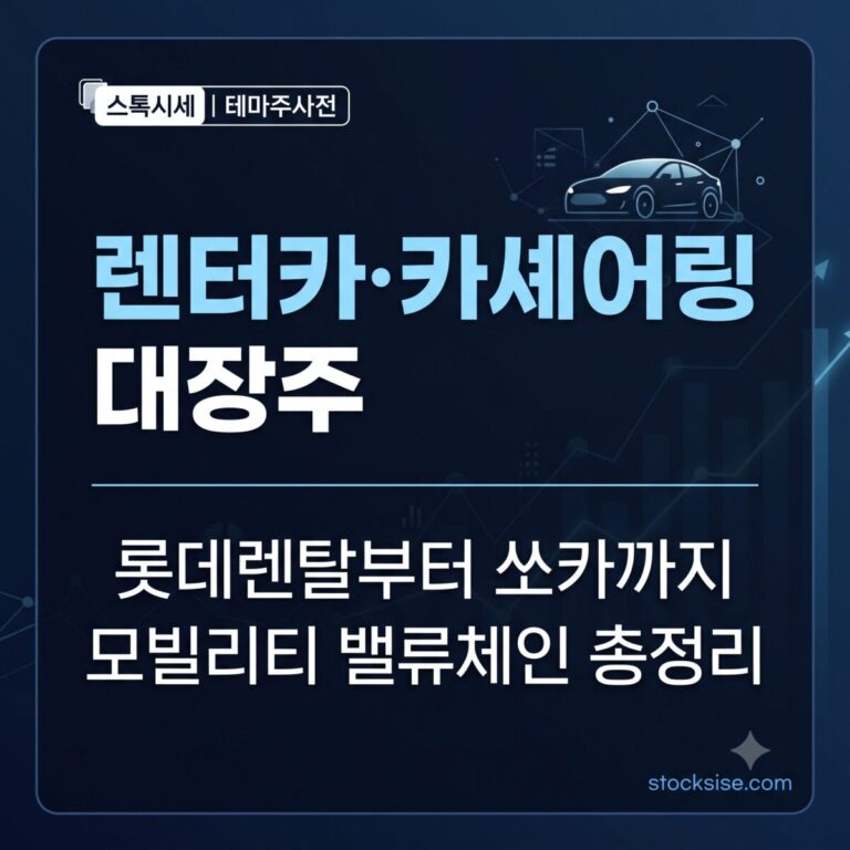 모빌리티 렌탈·카셰어링 테마의 대장주 롯데렌탈, AJ네트웍스, 쏘카, 레드캡투어 투자 포인트를 정리한 스톡시세 테마주사전 썸네일