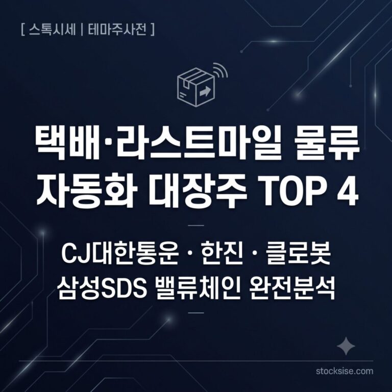 택배·라스트마일 물류 자동화 테마의 CJ대한통운, 한진, 클로봇, 삼성SDS 투자 포인트를 정리한 스톡시세 테마주사전 썸네일