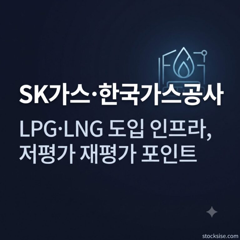 SK가스, E1, 한국가스공사, 삼천리 등 LPG·LNG 도입·유통 인프라 대장주의 사업 구조와 재평가 포인트를 정리한 스톡시세 테마주사전 썸네일 이미지